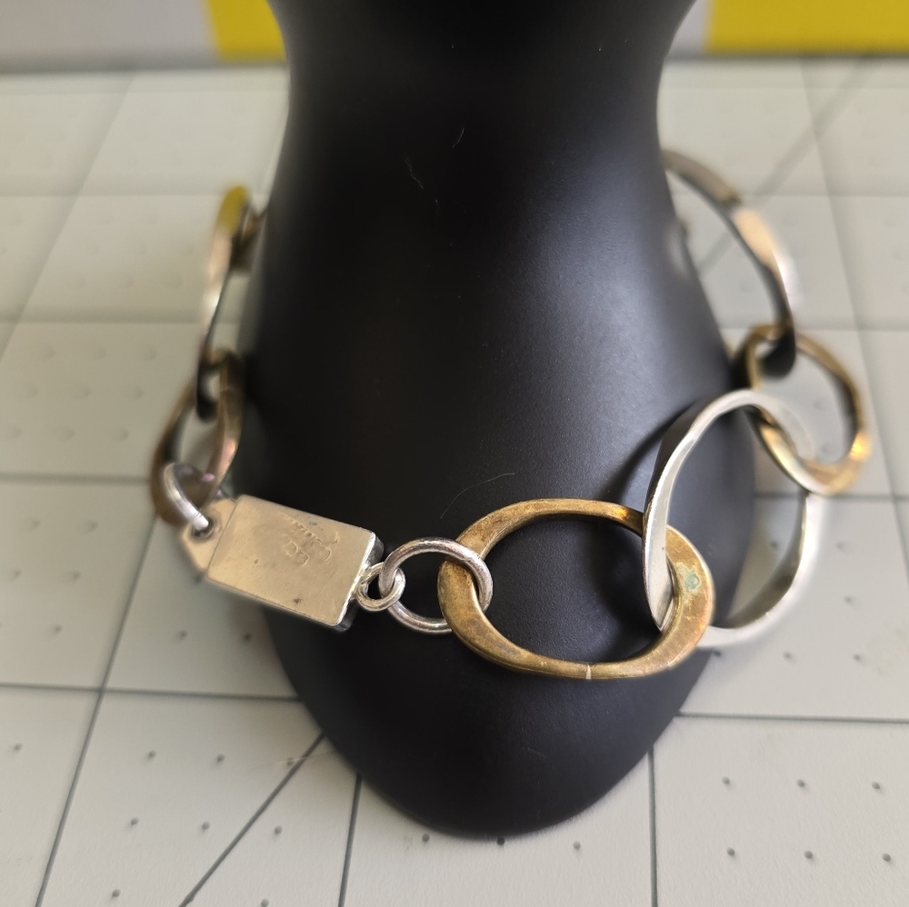 Elegant Two-Tone Link Sterling Bracelet